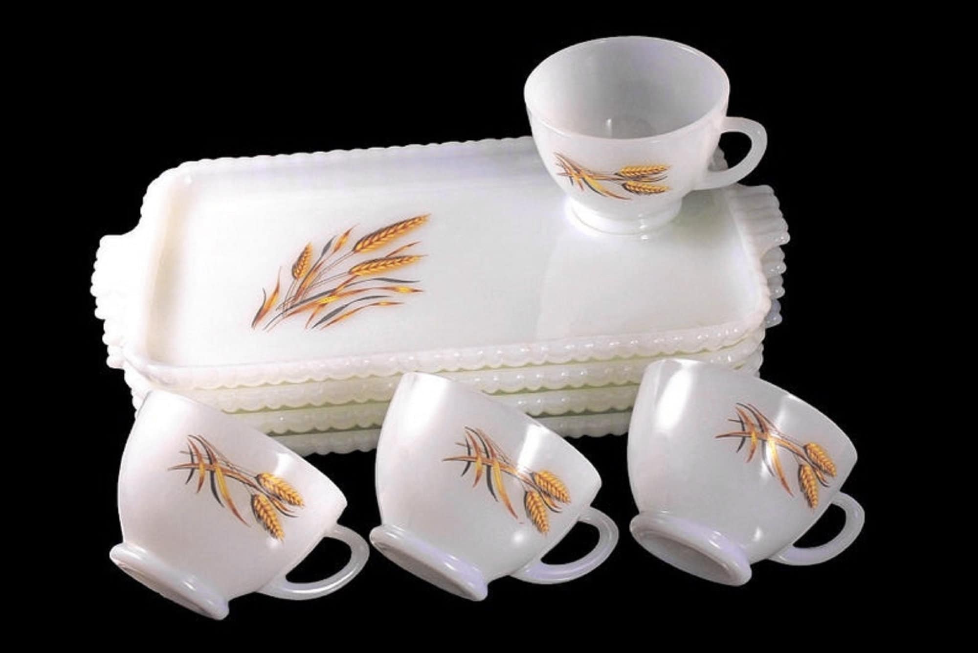 Anchor Hocking Snack Sets, Fire King Wheat Pattern, Set of 4, Cups