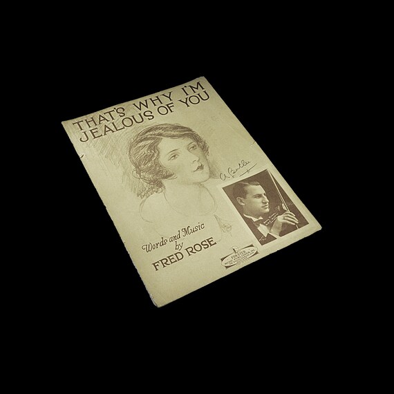 Antique 1929 Sheet Music "That's Why I'm Jealous of You" by Fred Rose - Piano Ukulele & Voice