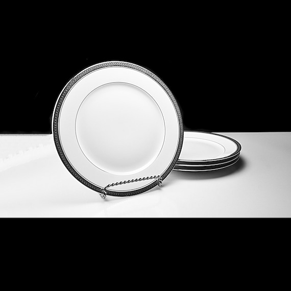 Continental China Duchess Salad Plates, 7 Inch, Platinum Trim, Mid Century Rosenthal, Set of 4