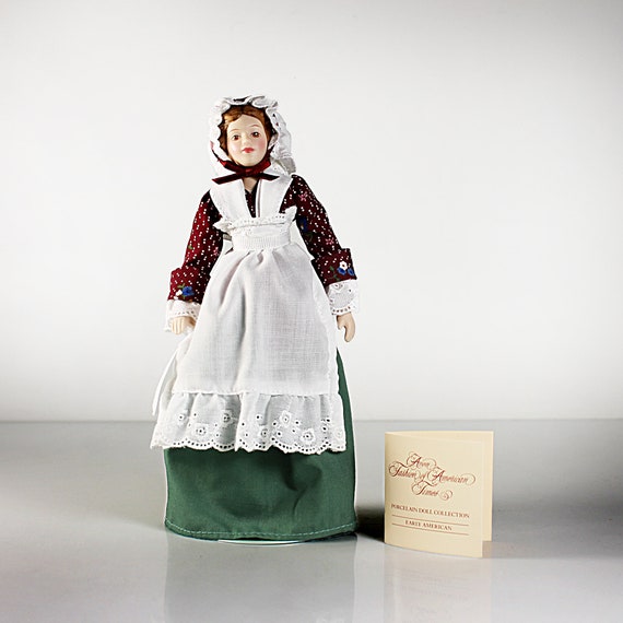 Display Doll, Avon, Fashion of American Times, Early American, Hand Painted Bisque Porcelain, 8.5 Inch Doll, Collectible