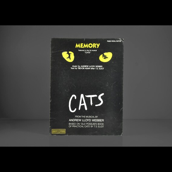 Vintage CATS Memory Sheet Music, Andrew Lloyd Webber, Piano Vocal Guitar, Musical Theater