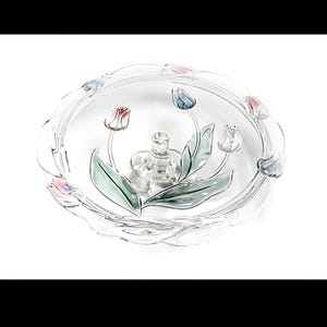 Mikasa Tivoli Pedestal Cake Plate - 14&quot; Clear Glass Dessert Plate with Tulip Design - Elegant Giftware