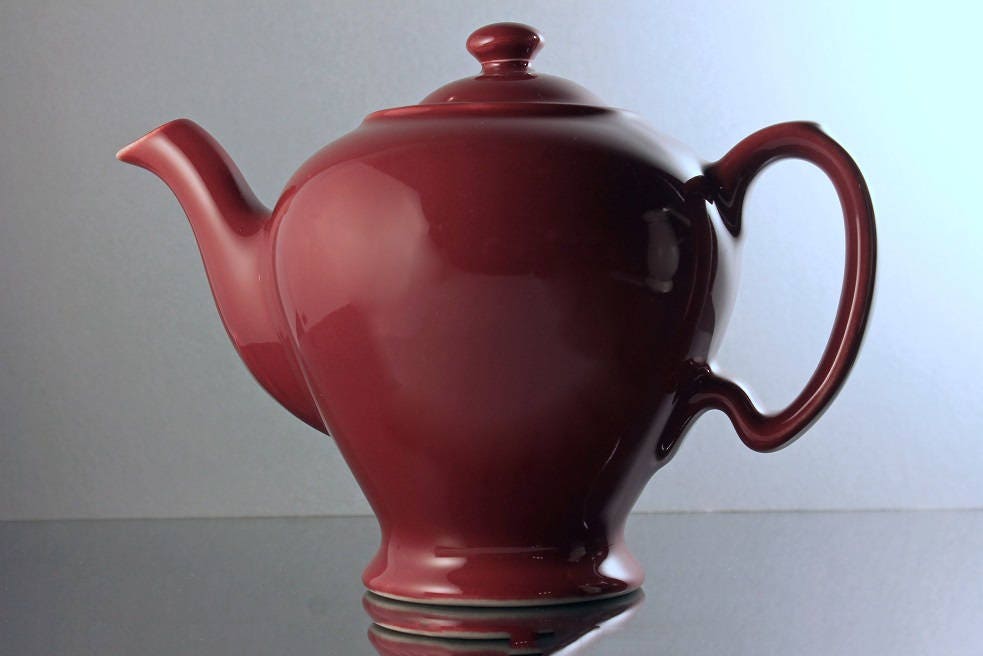 Teapot, McCormick Tea, Hall, Maroon, Made in USA, 3 Cup