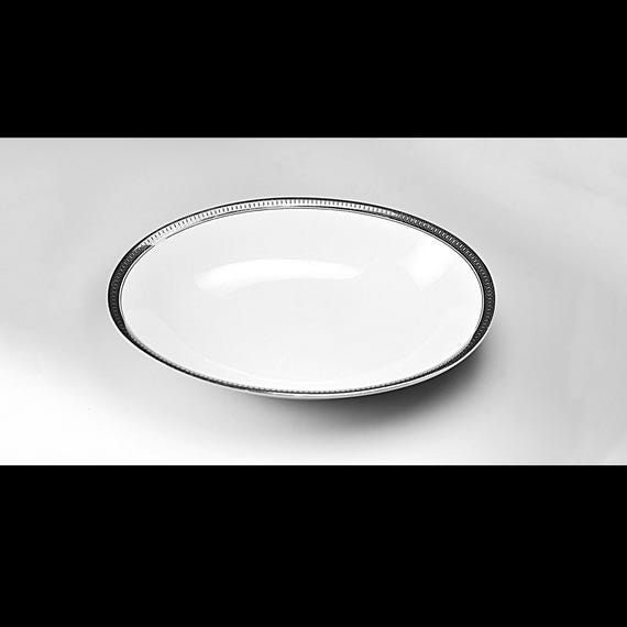 Continental China Duchess Oval Vegetable Bowl – 1960s German Silver Band Serving Dish
