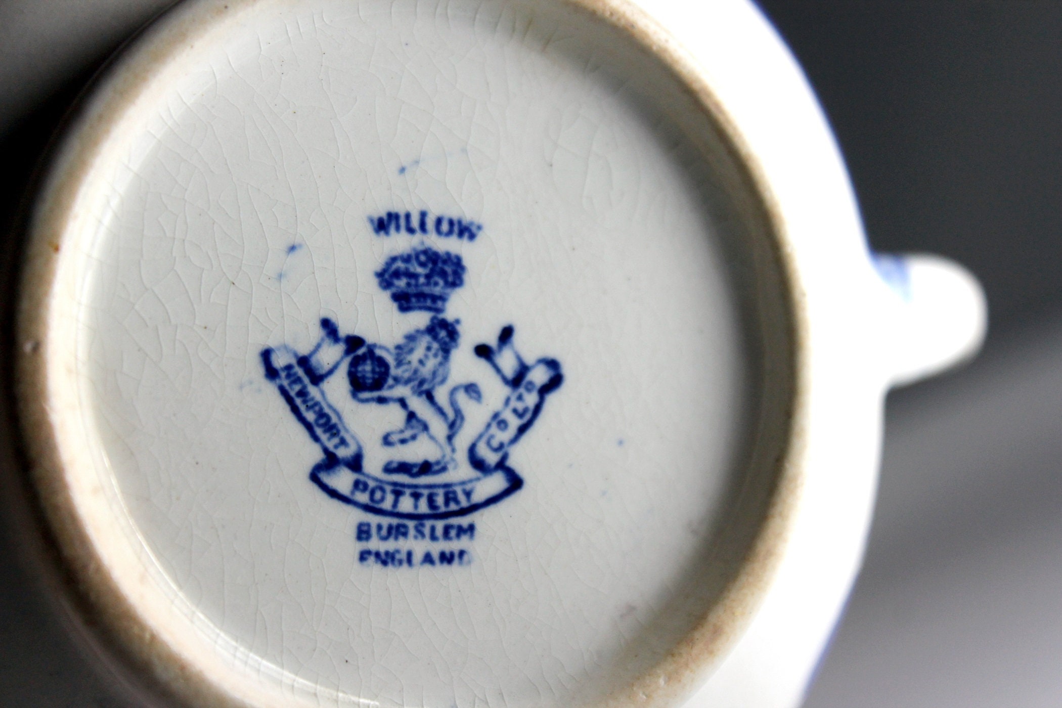 Blue Willow Creamer, Newport Pottery Co, Burslem England, Pitcher