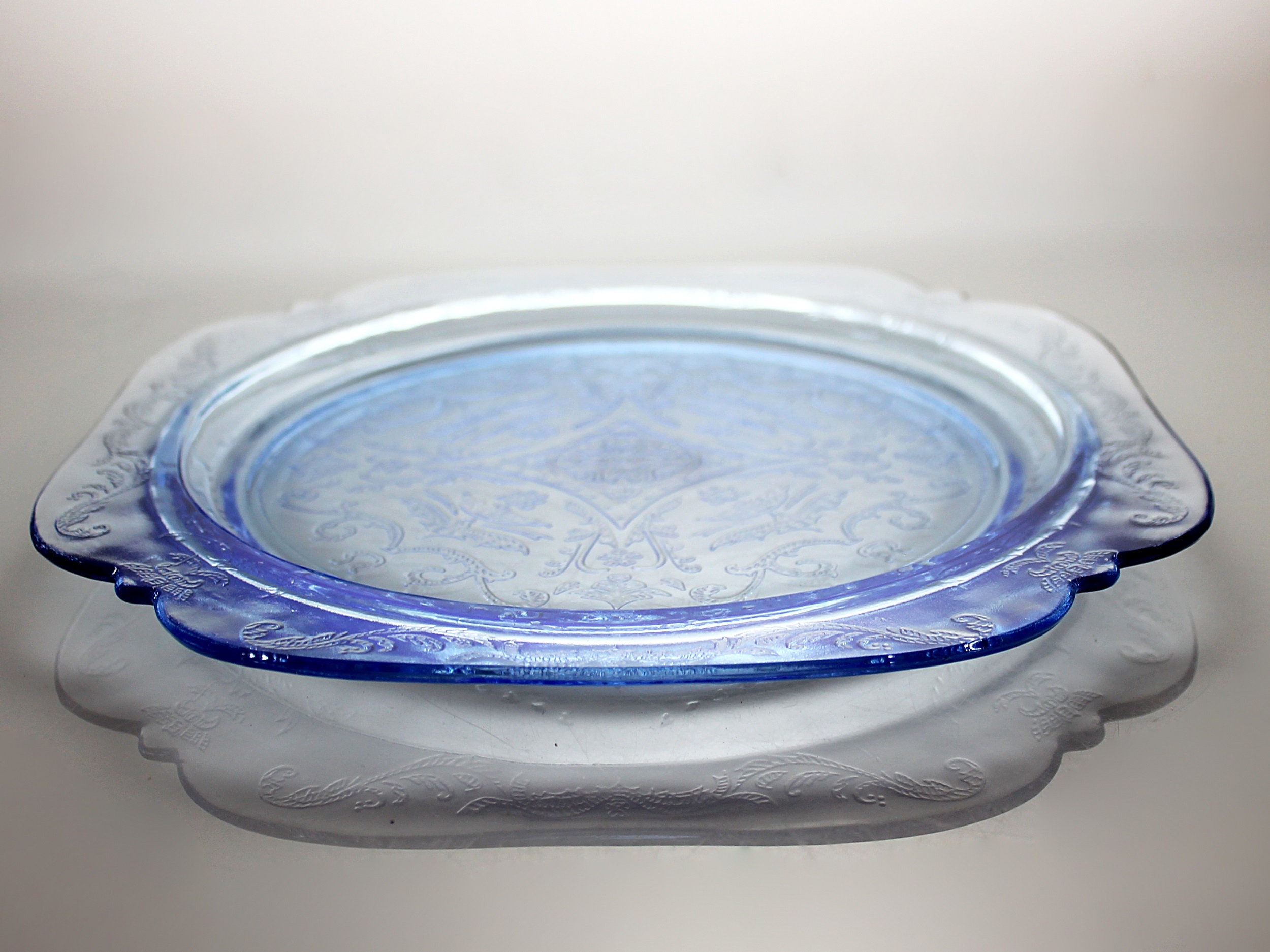 Dinner Plate, Indiana Glass, Recollection Blue, Glass, Serving Plate