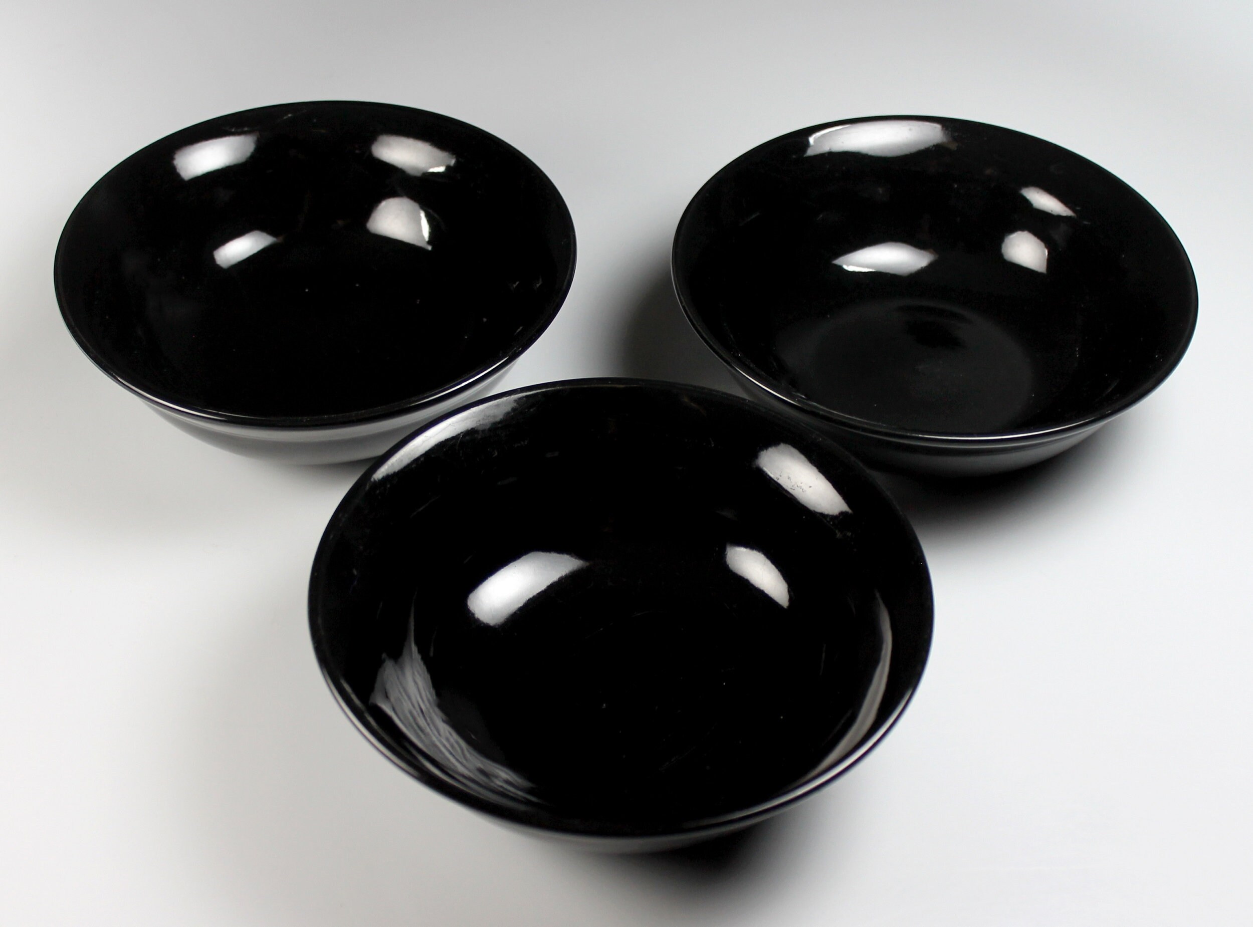 Black Cereal Bowls, Set of 3, Soup Bowls
