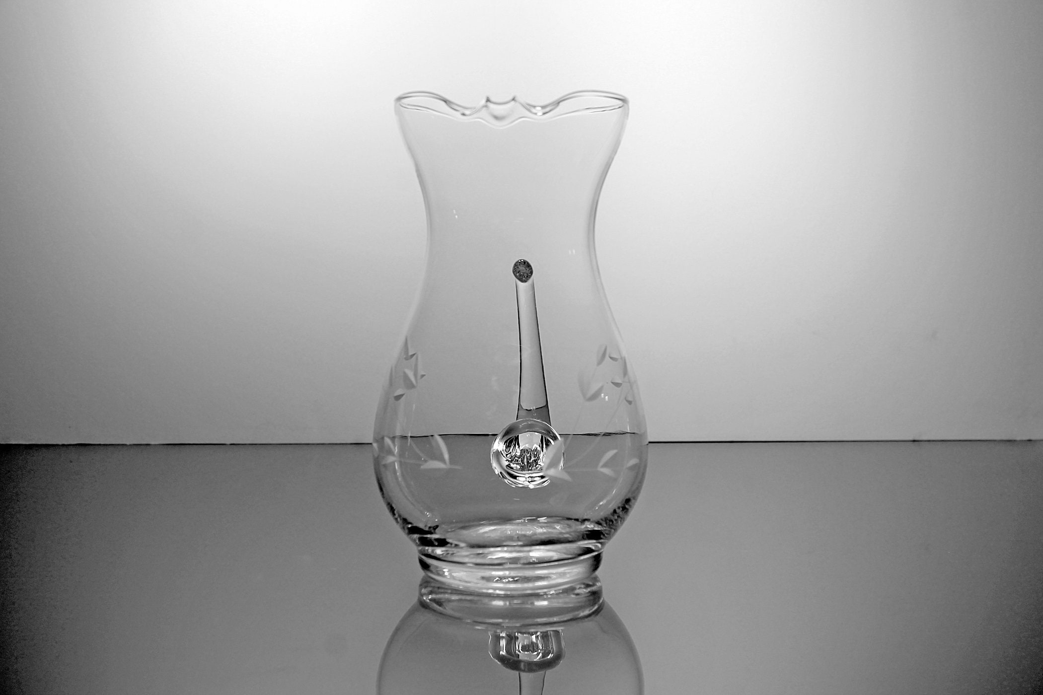 Etched Floral Pitcher, Princess House, Heritage, Ice Lip, Glass Jug, 16