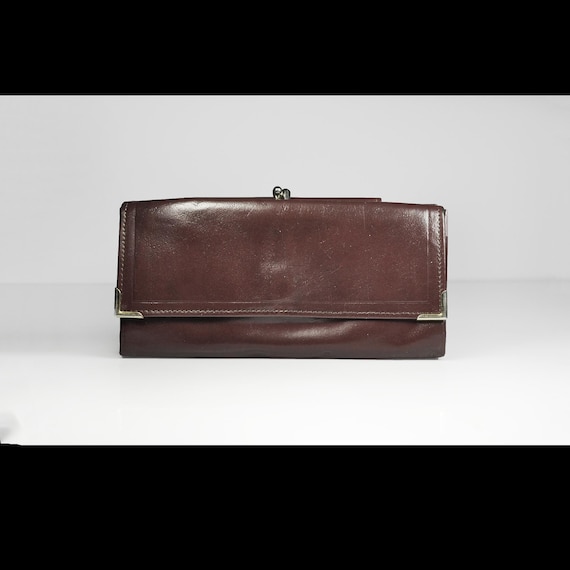 Princess Gardner Full Grain Leather Wallet with Center Kiss-Lock Coin Purse – Retro Ladies' Accessory