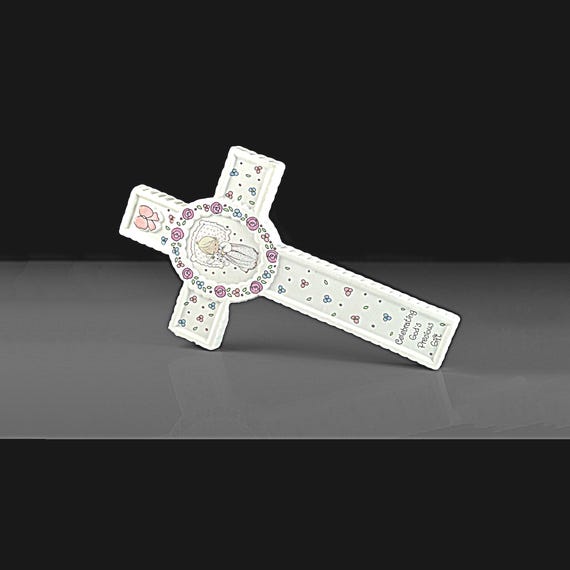 Precious Moments Baby Girl Wall Cross, Celebrating God's Precious Gift, 1991 Enesco Baptism