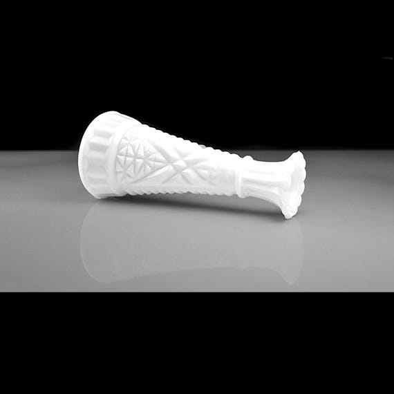 Anchor Hocking Milk Glass Bud Vase – 6 Inch - Stars and Bars Pattern, Mid Century White Glass Flower Vase