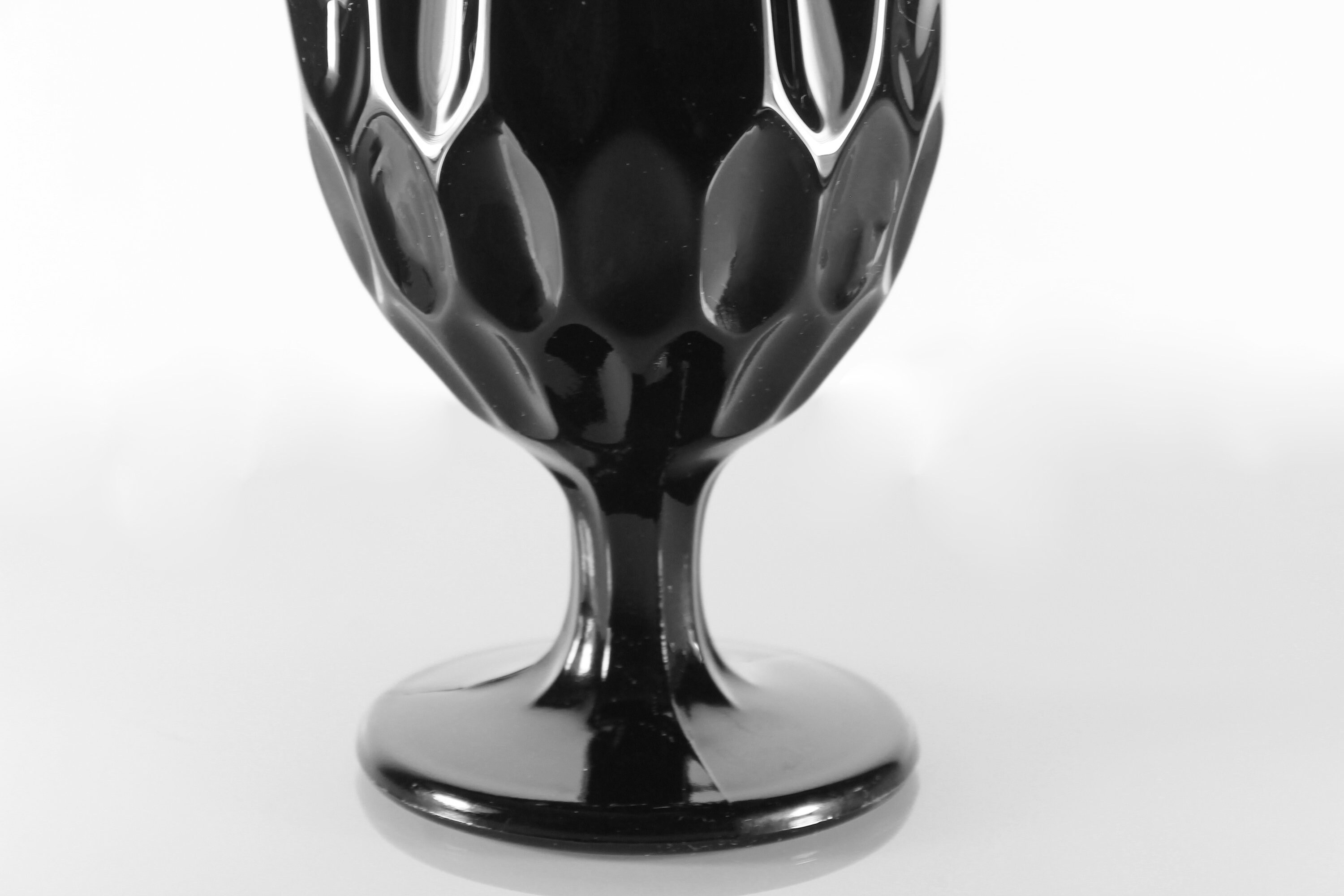 Fenton, Thumbprint Black Vase, Black Handkerchief Vase, Art Glass