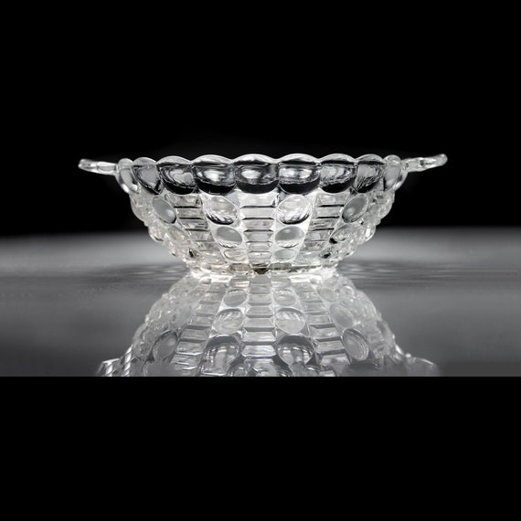 Bon Bon Bowl, Indiana Glass, Mayflower, Depression Glass, Dot and Ribs, Candy Dish, Giftware