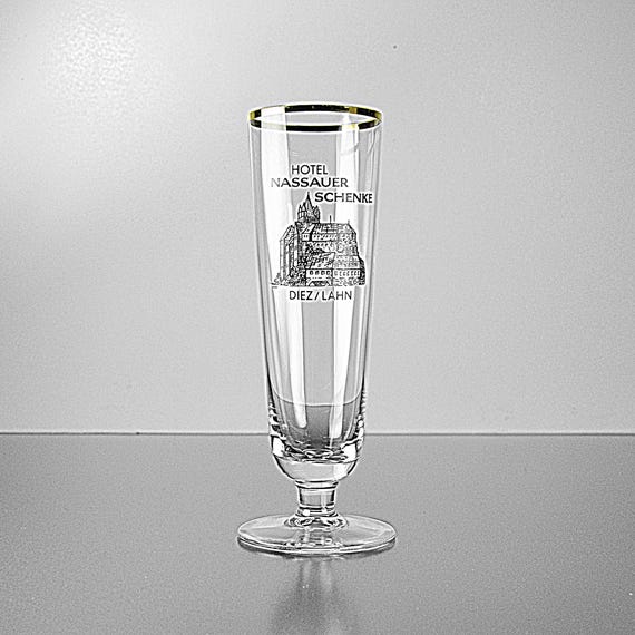 Hotel Nassauer Schenke Diez Lahn 0.2L Rastal Beer Glass - Gold-Rimmed Souvenir Pilsner by Joachim Scholze