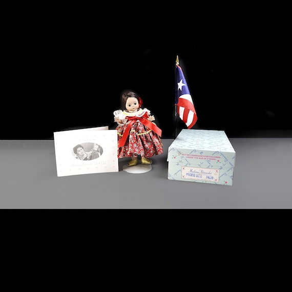 Madame Alexander Puerto Rico Doll, 8 Inch International Series with Box, Tag, Flag and Stand