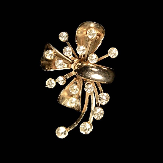 Pendant Brooch, Convertible Brooch, Clear Rhinestone, Gold Tone, C-Clasp Closure, Fashion Jewelry, Costume Jewelry