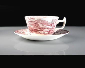 Moser Salviati Venetian Murano Ruby Red Hand Painted Cup and