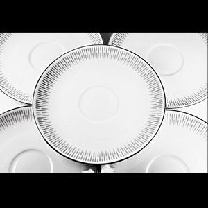Piattini, Mikasa, Spettro, Linee grigie, Set di cinque, Porcellana fine, Ciotole da dessert, Fuori produzione