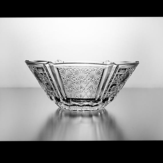 Pressed Glass Bowl by KIG Indonesia – Vintage-Inspired Clear Glass Serving Dish, 7 Inch Decorative Bowl