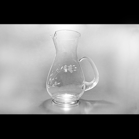 Princess House Heritage Pattern Pitcher, 72 Ounce Glass Pitcher with Etched Floral Design, Elegant Mid-Century Glassware