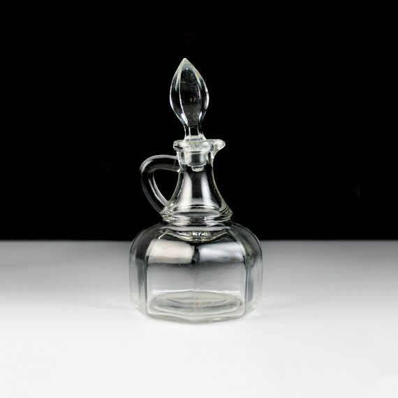 Oil or Vinegar Cruet, Cruet with Stopper, Octagon, Heavy Glass, Collectible