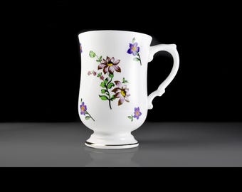Royal Victoria Coffee Mug with Scattered Violets & Gold Trim, Discontinued Bone China Mug