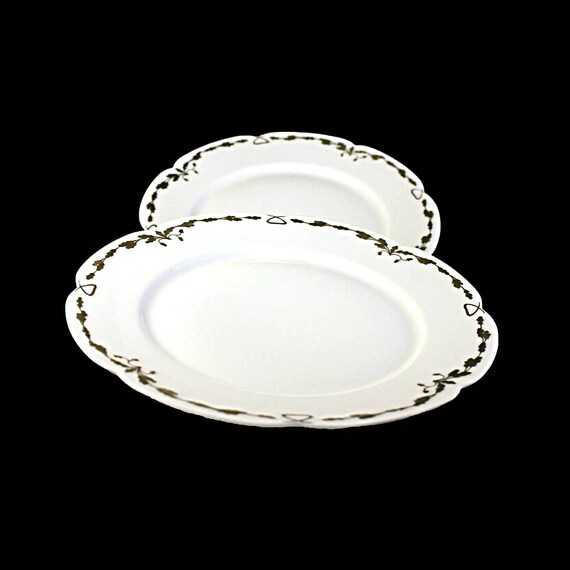 Antique Salad Plates, Old Abbey, Limoges France, Latrille Freres, Raised Gold, Hand Painted, Set of 2, Rare, Hard to Find