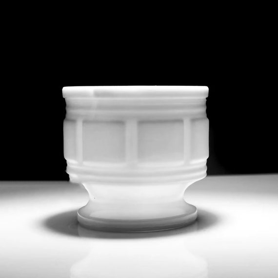 Randall Milk Glass Planter, Block Pattern, Pedestal