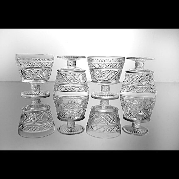 Hazel Atlas Big Top Peanut Butter Tall Sherbet Glasses, Set of 4