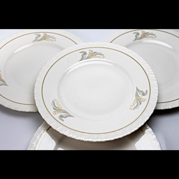 Bread and Butter Plates, Hanover Fine China, Enchantment, Lily of the Valley, Set of 4, Bread Plates