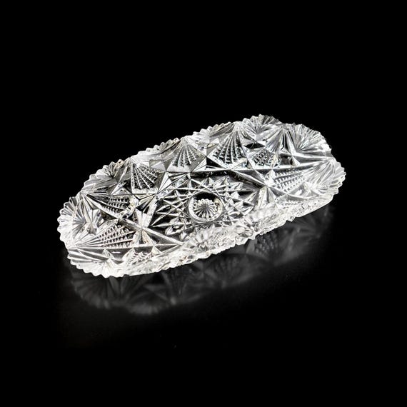 Antique EAPG Uranium Glass Pickle Dish – Magna Pattern by Flint Glass Co., 1898 – Glows Under Blacklight
