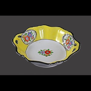 Noritake Handled Bowl, Hand Painted, Noritake China, Made In Japan, Yellow and White