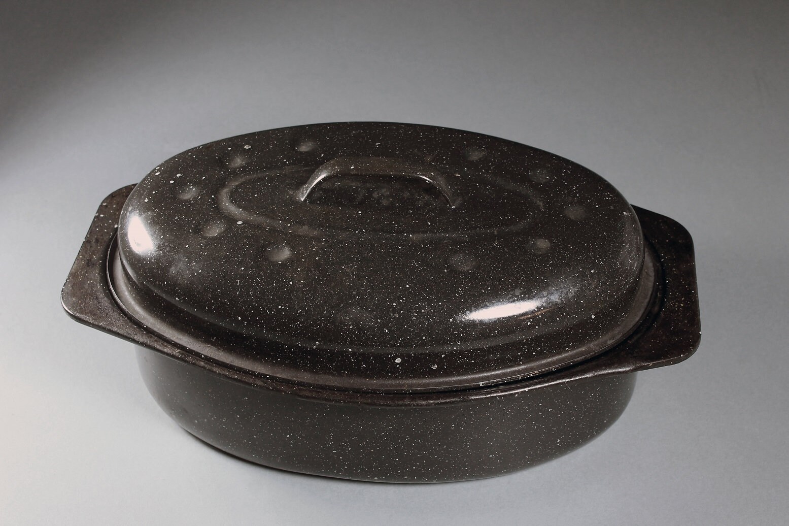 Oval Covered Roaster, Splatterware, Enamel, Graniteware, Small Roaster