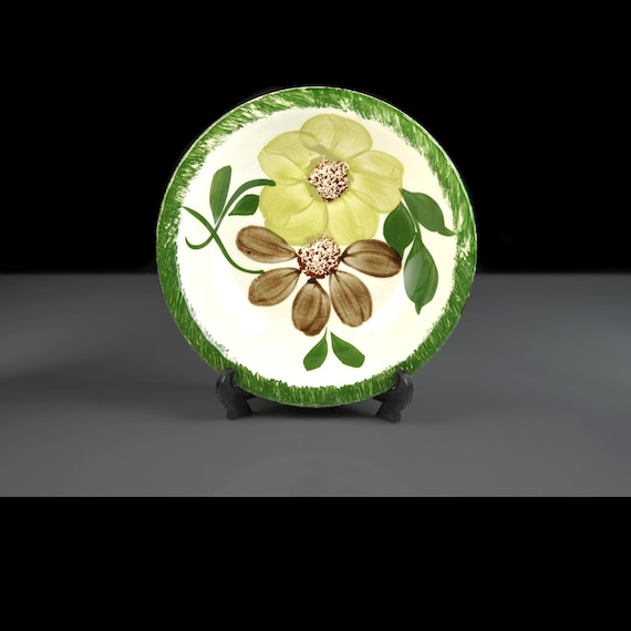 Blue Ridge Southern Pottery Green Briar Fruit Bowl, Hand-Painted, Vintage