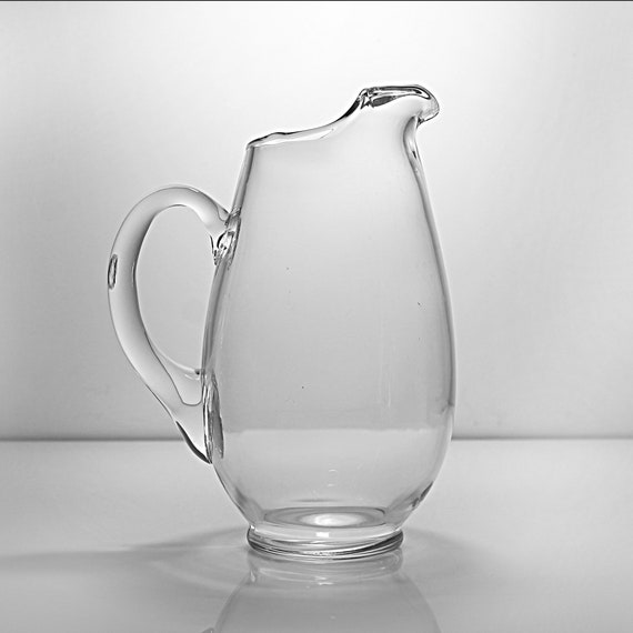 Clear Glass Beverage Pitcher, Ice Lip, Tableware, Barware, 32 Ounce, 8 Inch