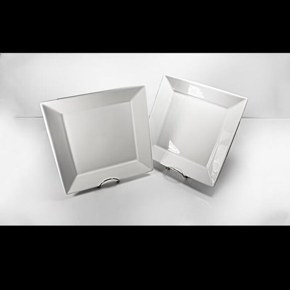Vintage Homer Laughlin Pristine White Square Plates Set of 2