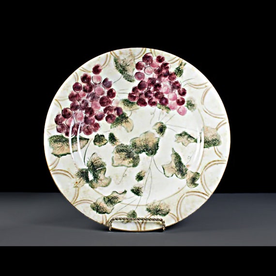 Round Chop Plate, Oneida China, Veneto, 12 Inch, Grape Pattern, Discontinued, Hand Painted