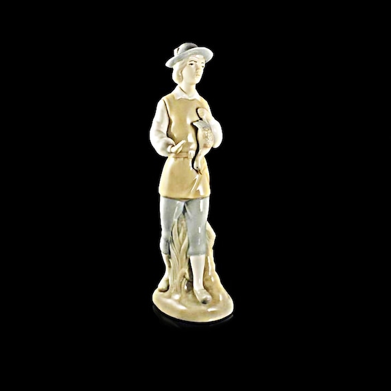 Figurine, Porcelanas Miquel Requena, Spanish Porcelain, Man with Bird