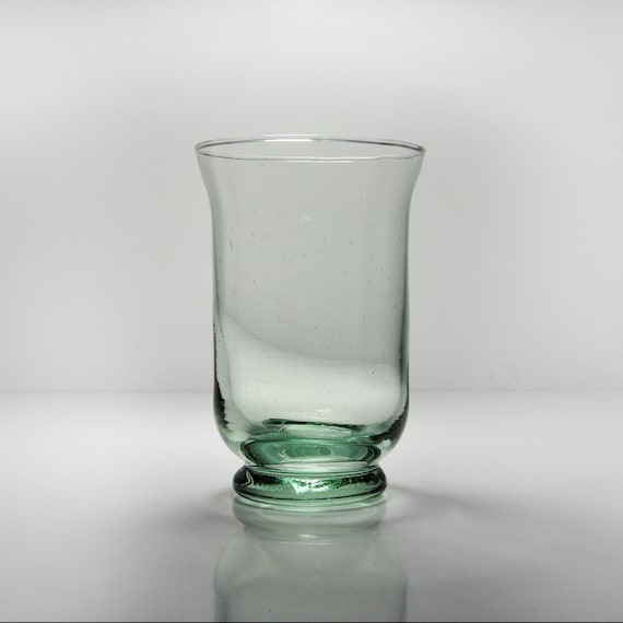 Blue-Green Bubble Glass Footed Vase, 6" Mid-Century Modern Style - Hand-Blown Art Glass Home Decor, Retro Flower Vase