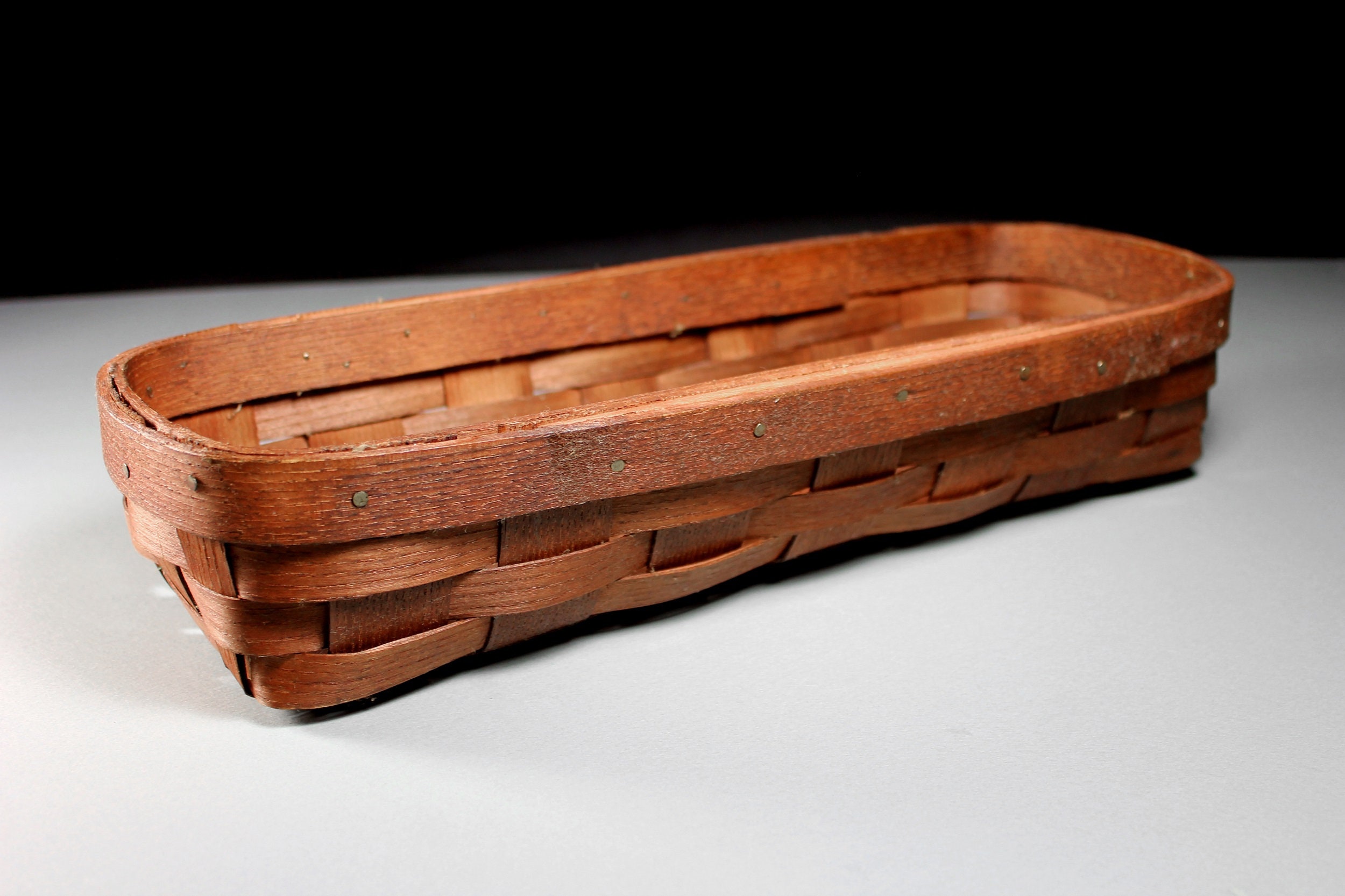 Decorative Basket, Woven Wood, Bread Basket, Storage, Long and Narrow