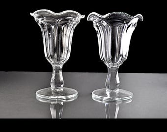 Vintage Colony Glass Sundae Dishes - Paneled Dessert Glasses, Set of 2
