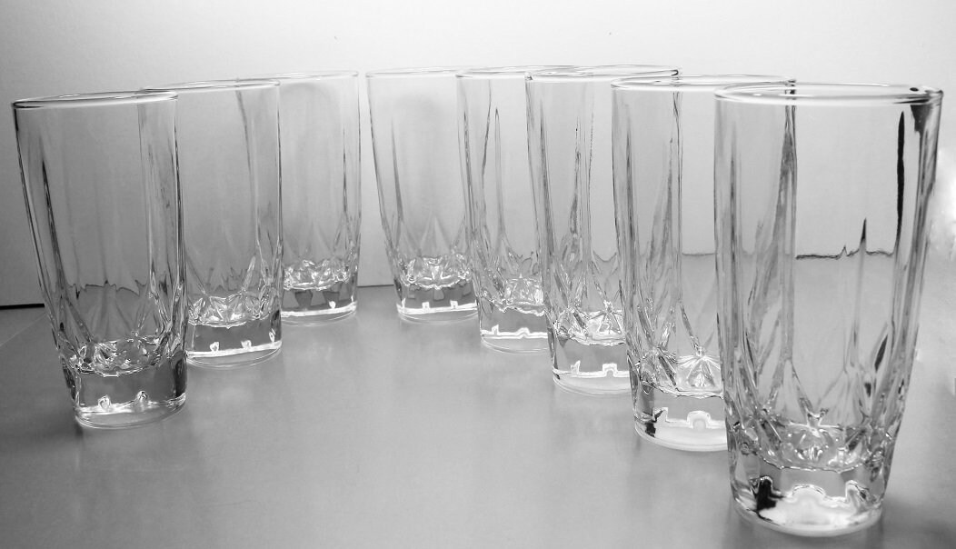 Anchor Hocking Tumblers, Crown Point, Diamond, Drinking Glasses, Set of 8
