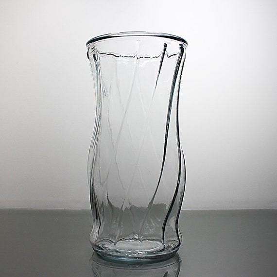 Swirl Table Vase, E. O. Brody, Clear Glass, 10 Inch, Lightly Textured, Giftware