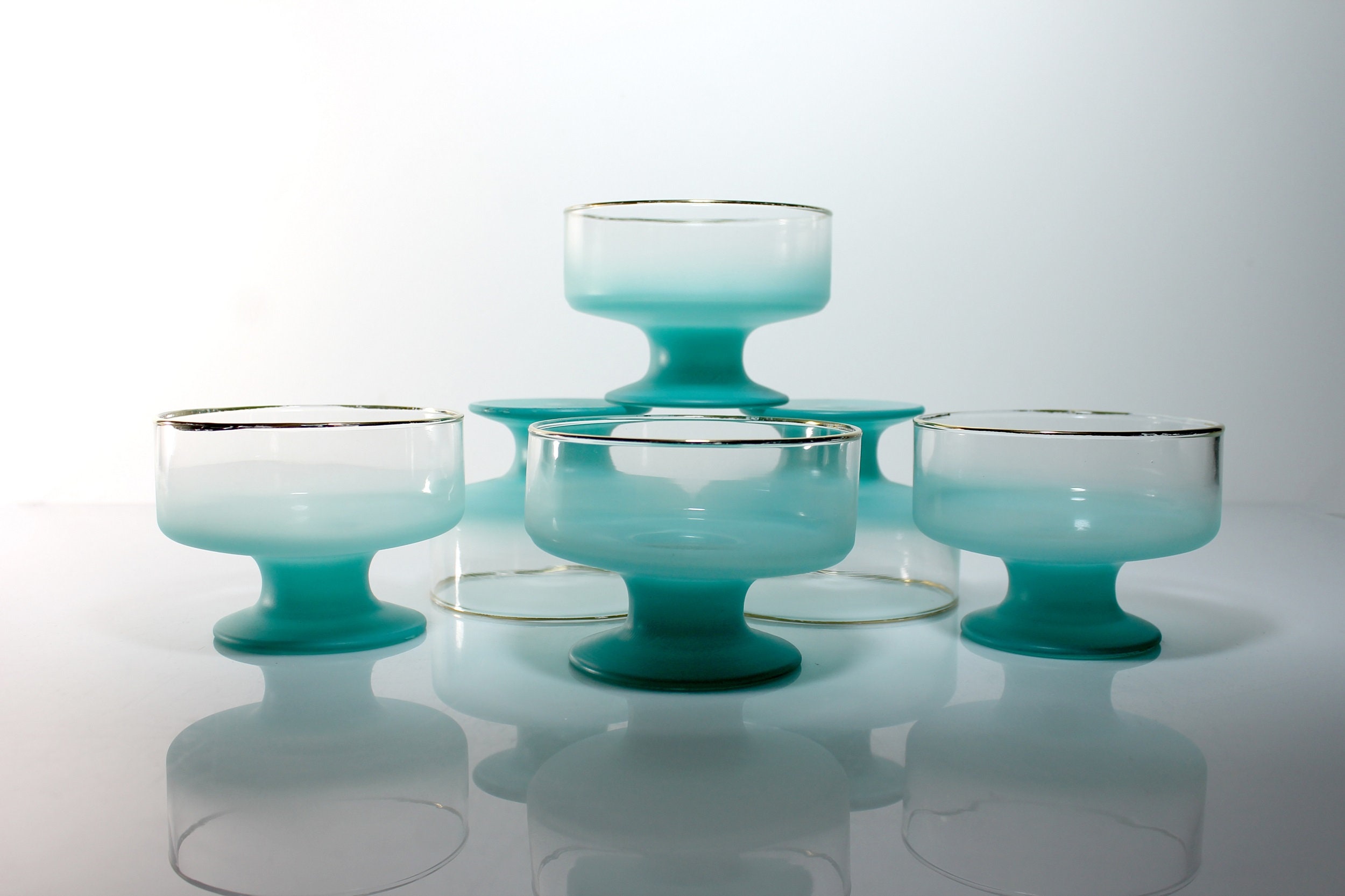 Blendo Sherbet Bowls, West Virginia Glass Specialty, Set of 6