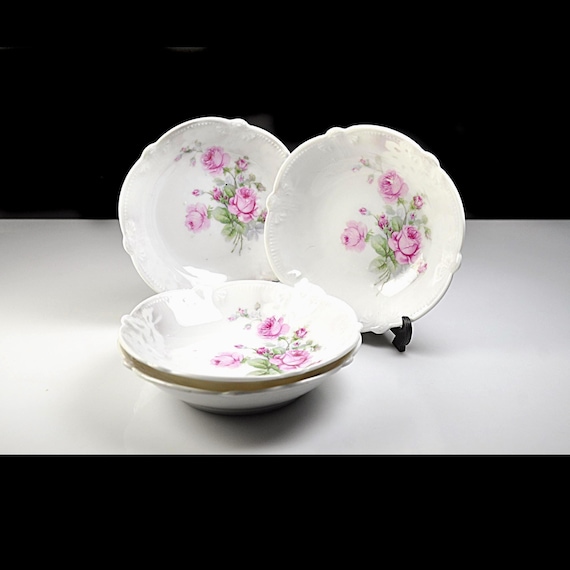Antique Carl Schumann Bavaria Pink Rose Fruit Bowls – Set of 4
