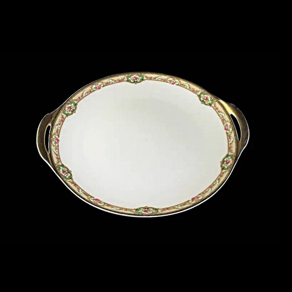 Antique Cake Plate, Theodore Haviland, Limoges France, The Belfort, Hard To Find, Rose Cameo, Gold Trimmed