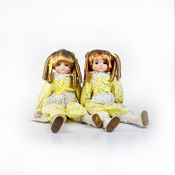 Collectible Porcelain Doll, Heritage Mint, Amanda, Blonde Dolls, 16 inch Doll, Display Dolls, Set of 2, Original Tags