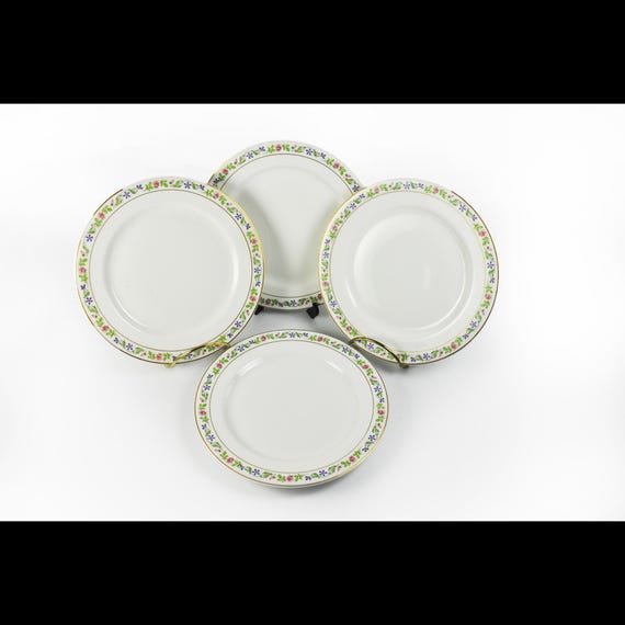 O.P. Co. Syracuse China Luncheon Plates - Melrose Pattern - Set of
