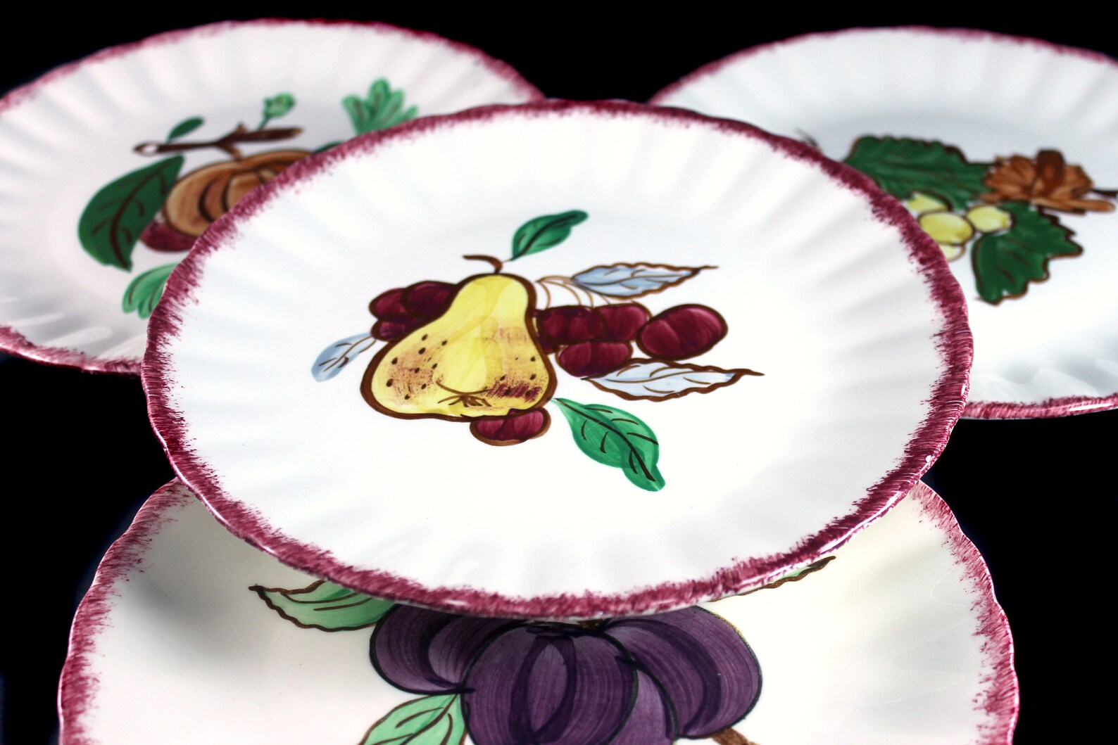 Salad Plates Blue Ridge Southern Pottery County Fair Red - Etsy