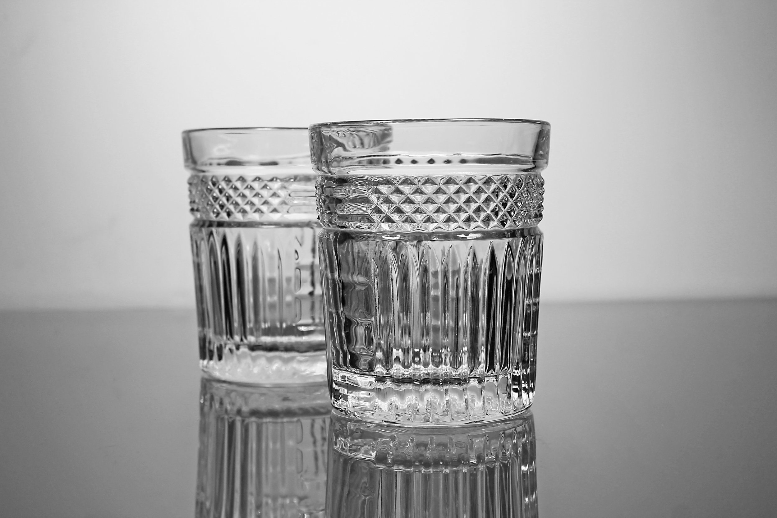 Double Old Fashion Glasses, Libbey Glass Company, Radiant, Set of 2, Barware